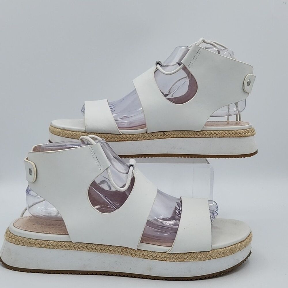 Shellys London White Strappy Leather Espidrille Sandals Womens Size 10 EU 41